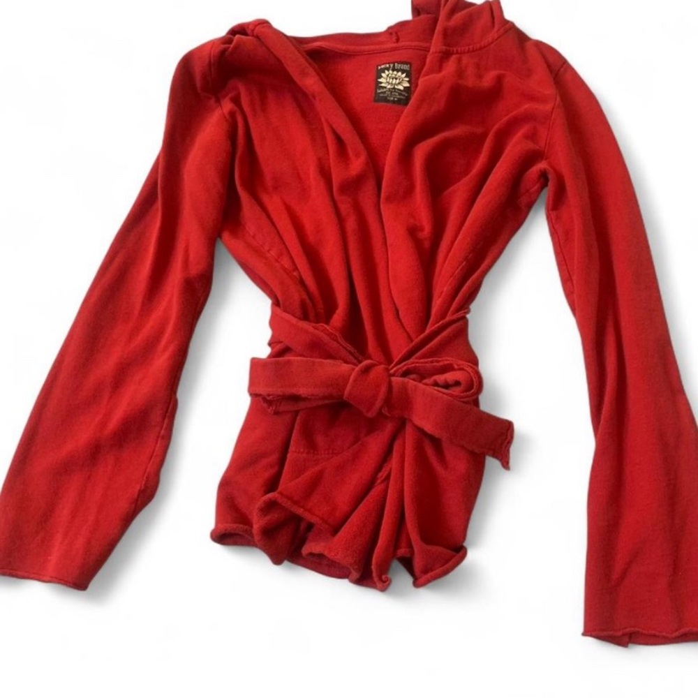 Lucky Brand Vibrant Red tie front sweater vintage
